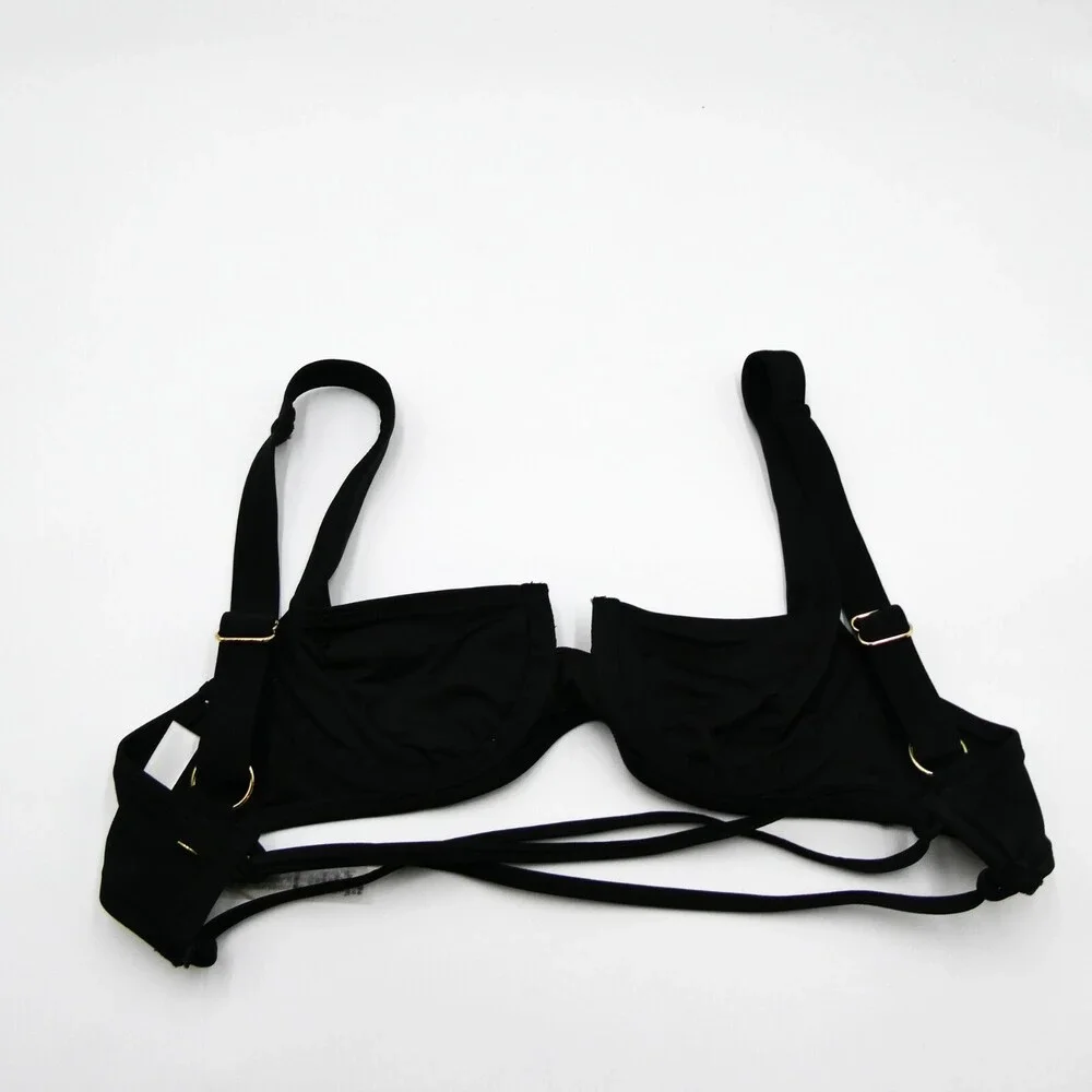 Victorias Secret 32B Bikini Top Black‎ Lightly Padded Underwire Womens 32 B New